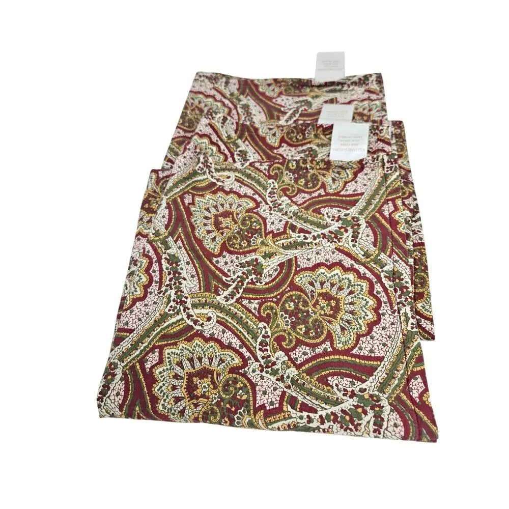 Lot of 6 Williams Sonoma Cotton Napkins Red Paisley Dinner Table Linen